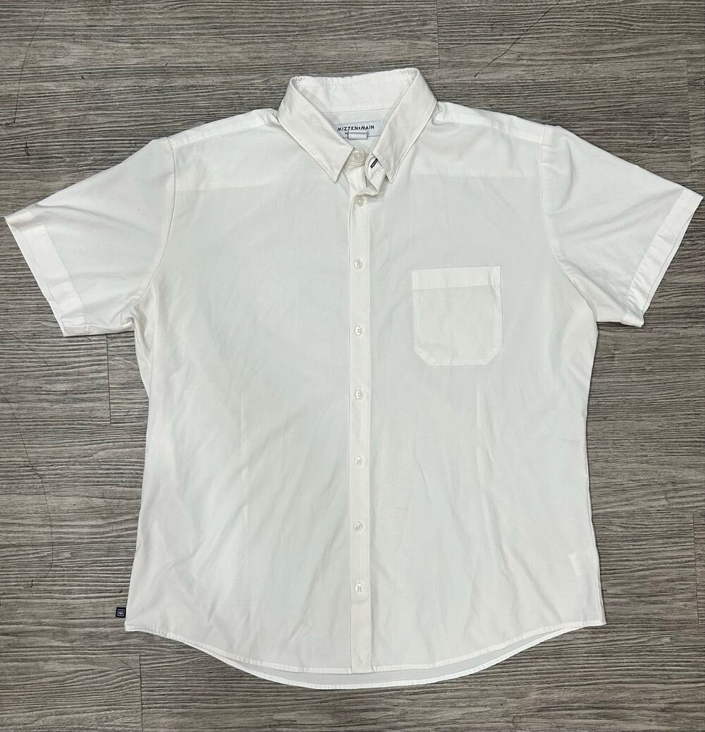 MIZZEN + MAIN Mens White Short Sleeve Dress Shirt Size XL Classic Performance